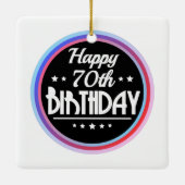モダン抽象芸術ハッピー70誕生日 セラミックオーナメント (裏面)