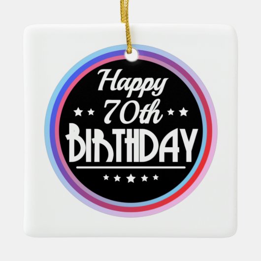 モダン抽象芸術ハッピー70誕生日 セラミックオーナメント (正面)