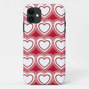 モダン抽象芸術ハート- 赤と白 iPhone 11 ケース