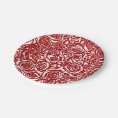 モダン抽象芸術バラパターン、暗赤と白色 ペーパープレート (アングル)