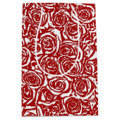 モダン抽象芸術バラパターン、暗赤と白色 ミディアムペーパーバッグ (正面)