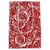 モダン抽象芸術バラパターン、暗赤と白色 ミディアムペーパーバッグ (裏面)