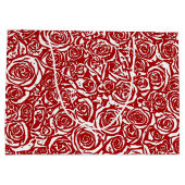 モダン抽象芸術バラパターン、暗赤と白色 ラージペーパーバッグ (裏面)