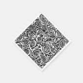 モダン抽象芸術バラパターン、白黒 スタンダードカクテルナプキン (角)