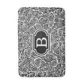 モダン抽象芸術バラパターン、白黒 バスマット (正面縦)