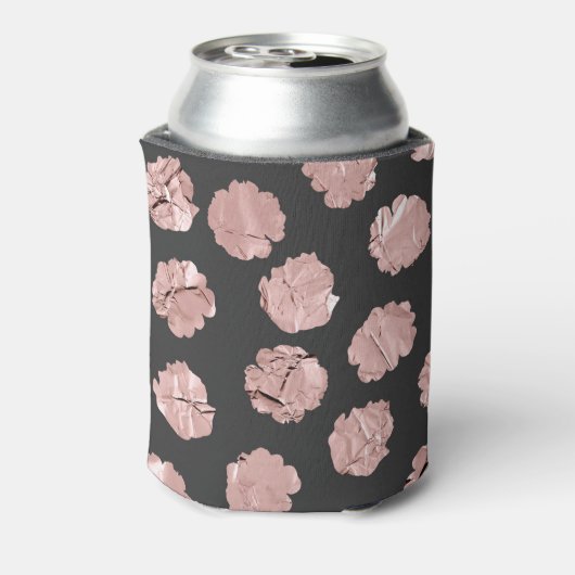 モダン抽象芸術バラ金ゴールド紙水玉模様 缶クーラー (缶裏面)