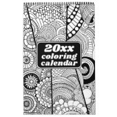 モダン抽象芸術パターンの色付け – 白黒 カレンダー (カバー)