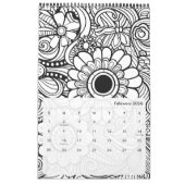 モダン抽象芸術パターンの色付け – 白黒 カレンダー (2月 2026)