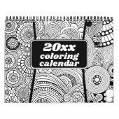モダン抽象芸術パターンの色付け – 白黒 カレンダー (カバー)
