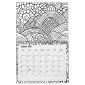 モダン抽象芸術パターンの色付け – 白黒 カレンダー (1月 2026)