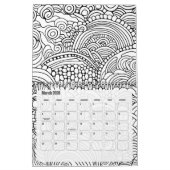 モダン抽象芸術パターンの色付け – 白黒 カレンダー (3月 2026)