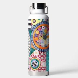 モダン抽象芸術パッチワーク模様モノグラム ウォーターボトル