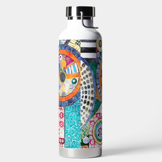 モダン抽象芸術パッチワーク模様モノグラム ウォーターボトル (左面)