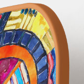 モダン抽象芸術パッチワーク模様モノグラム ピックルボールラケット (左詳細)