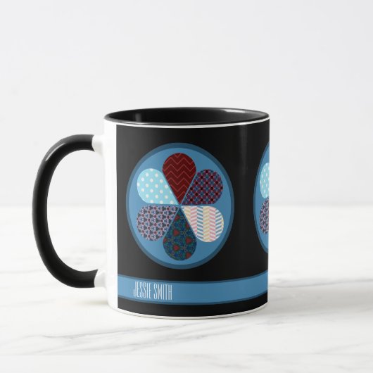 モダン抽象芸術パッチワーク花模様名文字 マグカップ (左)