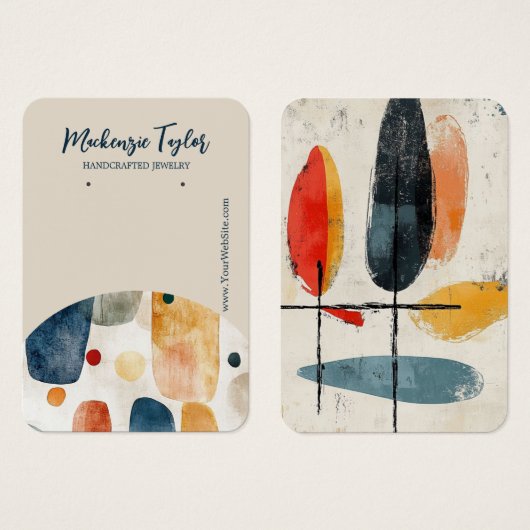 モダン抽象芸術パーソナライズされたイヤリング表示カード (正面&裏面)