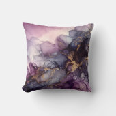 モダン抽象芸術パープルと金ゴールドインク抽象芸術アート クッション (正面)