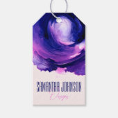モダン抽象芸術パープル衣類事業つるラベル ギフトタグ (正面)