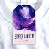 モダン抽象芸術パープル衣類事業つるラベル ギフトタグ