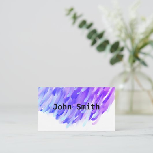 モダン抽象芸術パープ絵を描ルストロークカスタム設計 名刺 (スタンド正面)