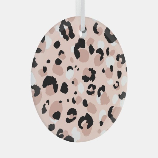 モダン抽象芸術ヒョウアニマルプリント ガラスオーナメント (正面右)