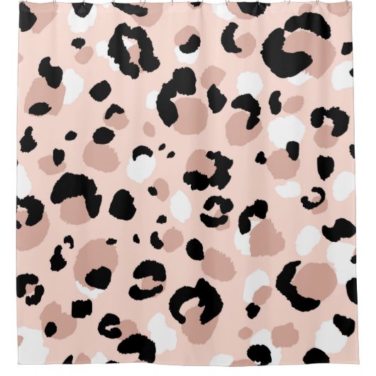 モダン抽象芸術ヒョウアニマルプリント シャワーカーテン (正面)