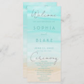 モダン抽象芸術ビーチ結婚式プログラム (正面/裏面)