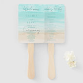 モダン抽象芸術ビーチ結婚式プログラム ハンドファン (正面&裏面)