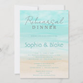 モダン抽象芸術ビーチ結婚式リハーサル夕食会 招待状 (正面)