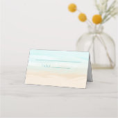 モダン抽象芸術ビーチ結婚式折り曲げ座席表 プレイスカード (正面)