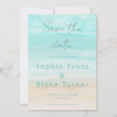 モダン抽象芸術ビーチ結婚式日付の保存 招待状 (正面)