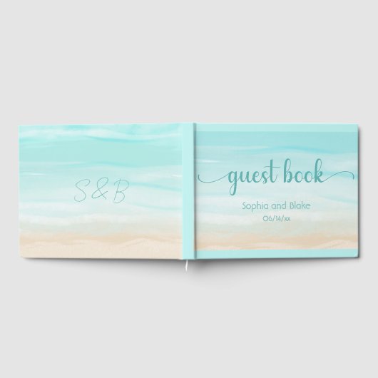 モダン抽象芸術ビーチ結婚式 ゲストブック (全面)