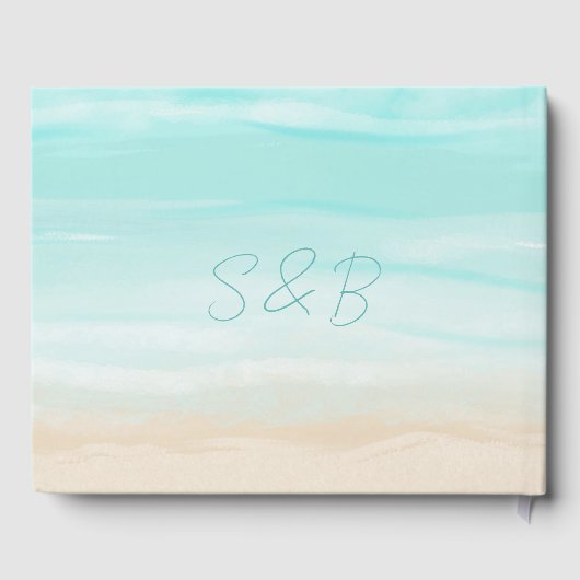 モダン抽象芸術ビーチ結婚式 ゲストブック (裏面)