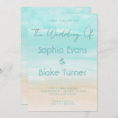 モダン抽象芸術ビーチ結婚式 招待状 (正面/裏面)