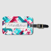 モダン抽象芸術ピアートンクティール(緑がかった色)ブラシストローク ラゲッジタグ (正面横)