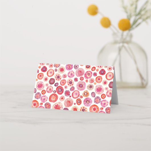 モダン抽象芸術ピンクの水彩円 プレイスカード (裏面)