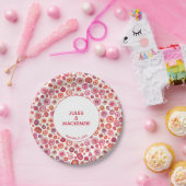 モダン抽象芸術ピンクの水彩円 ペーパープレート (パーティー)