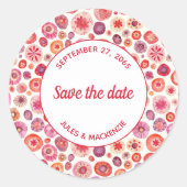 モダン抽象芸術ピンクの水彩円 ラウンドシール (正面)