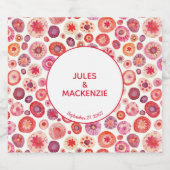 モダン抽象芸術ピンクの水彩円 リキュールボトルラベル (シングルラベル)