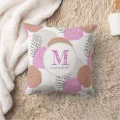 モダン抽象芸術ピンクグレーパターンモノグラム  クッション (ブランケット)