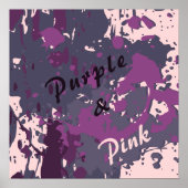 モダン抽象芸術ピンクパープルベク絵を描トル（ばちゃばちゃ）跳ねる ポスター (正面)