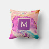 モダン抽象芸術ピンクファインアートスワールモノグラム クッション (裏面)
