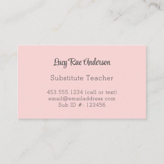 モダン抽象芸術ピンク灰色と緑 名刺 (裏面)