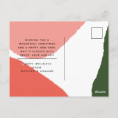 モダン抽象芸術ピンク色の緑の休日 ポストカード (裏面)
