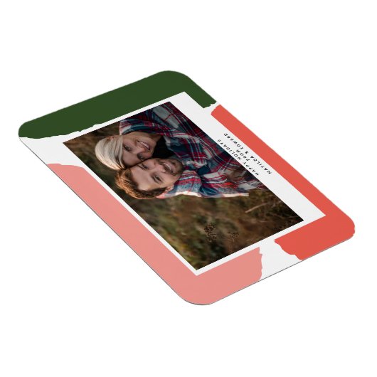 モダン抽象芸術ピンク色の緑の休日 マグネット (右側)