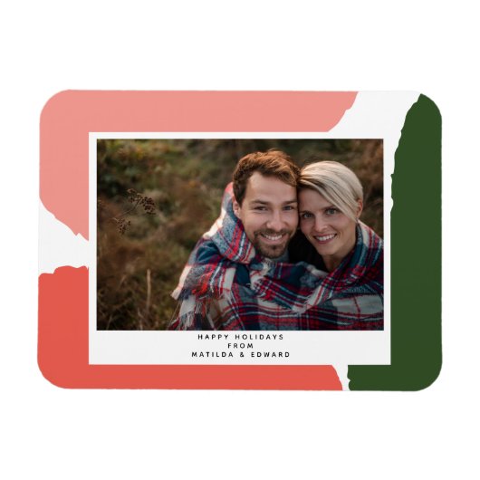 モダン抽象芸術ピンク色の緑の休日 マグネット (横)