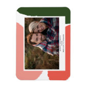 モダン抽象芸術ピンク色の緑の休日 マグネット (縦)