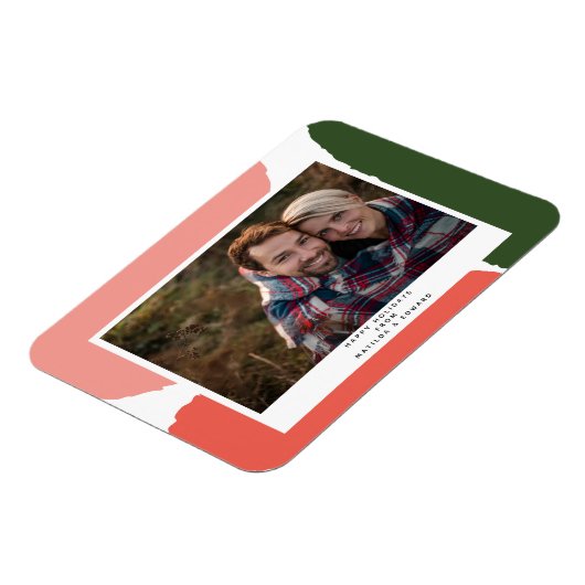 モダン抽象芸術ピンク色の緑の休日 マグネット (左側)