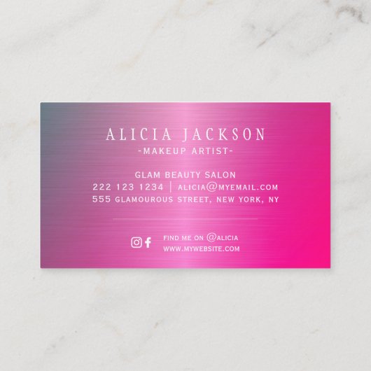 モダン抽象芸術ピンク色メタリック名刺 名刺 (裏面)