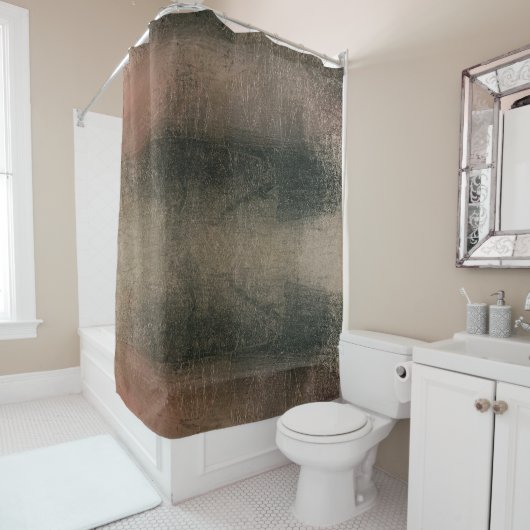 モダン抽象芸術ピンク黒金ゴールドグランジ シャワーカーテン (インサイチュ)